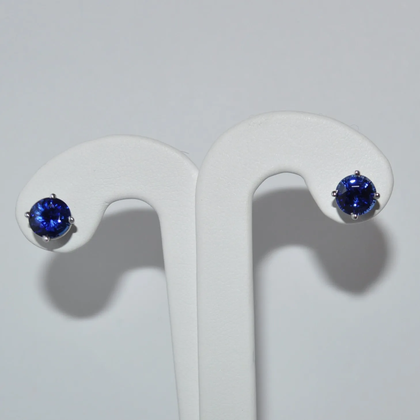 1.93CT Royal Blue Sapphire 18K White Gold Stud Earrings