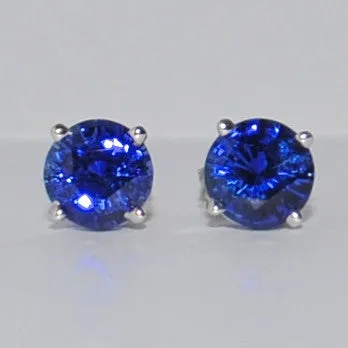 1.93CT Royal Blue Sapphire 18K White Gold Stud Earrings