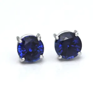 1.93CT Royal Blue Sapphire 18K White Gold Stud Earrings