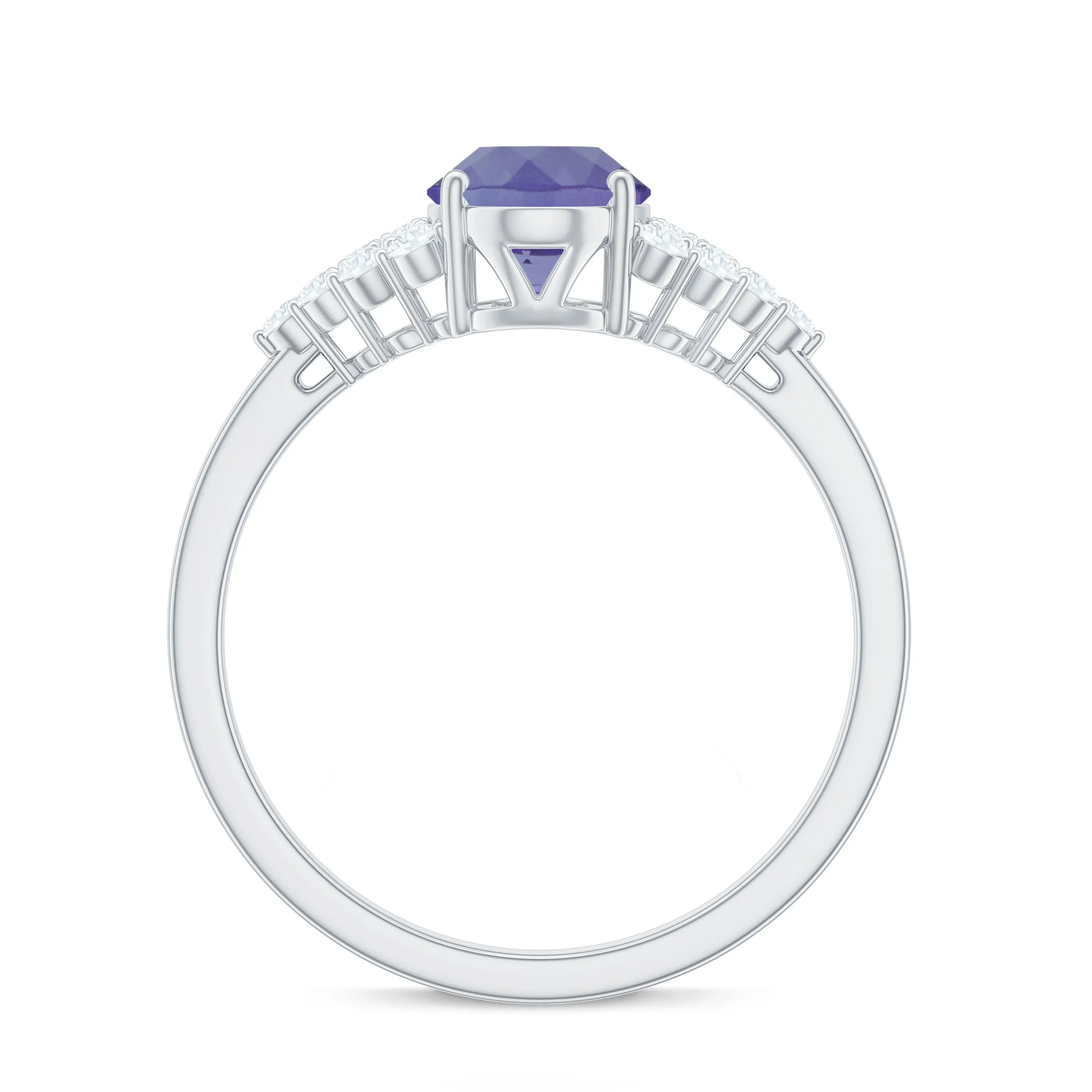 2 CT Solitaire Tanzanite Oval Engagement Ring with Diamond