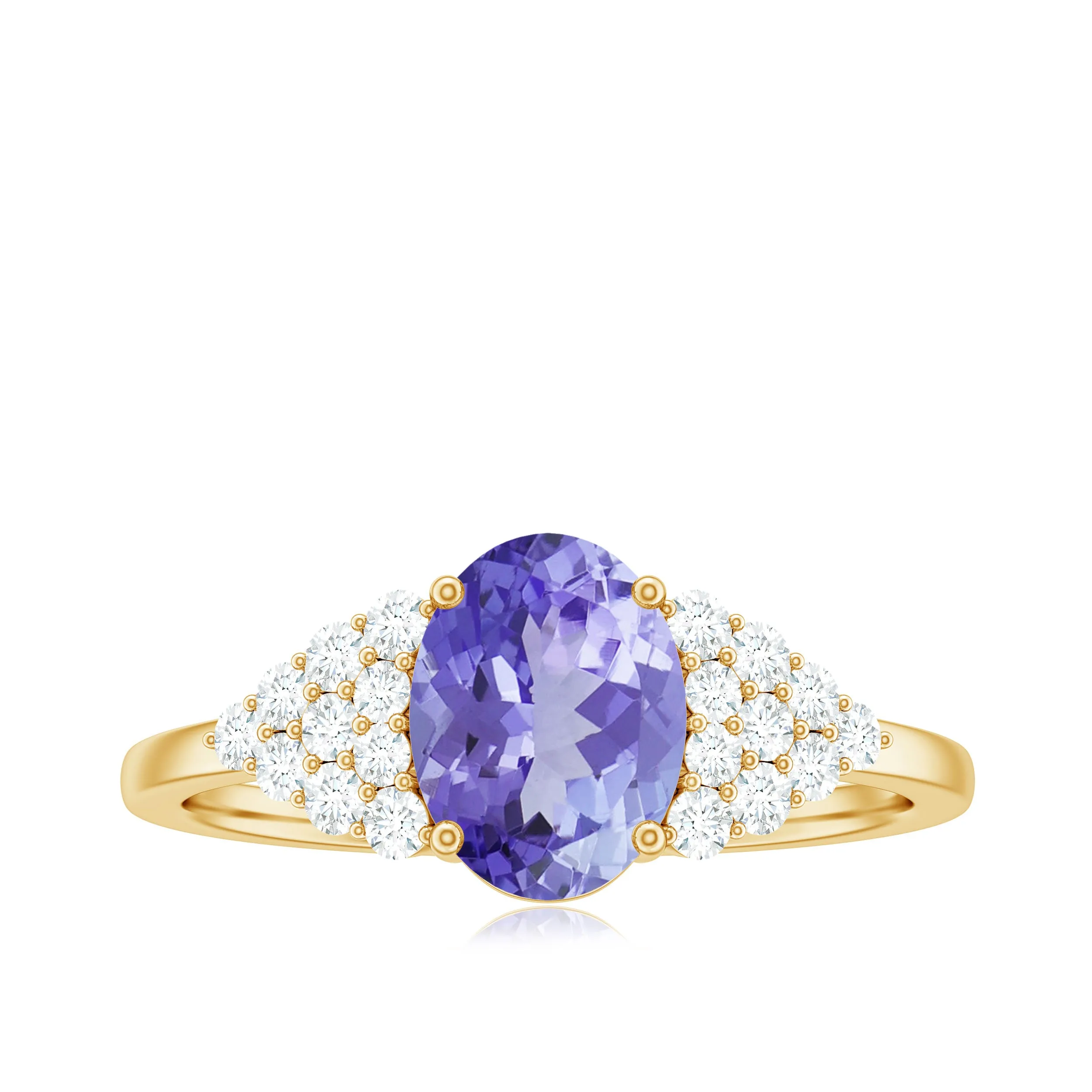 2 CT Solitaire Tanzanite Oval Engagement Ring with Diamond