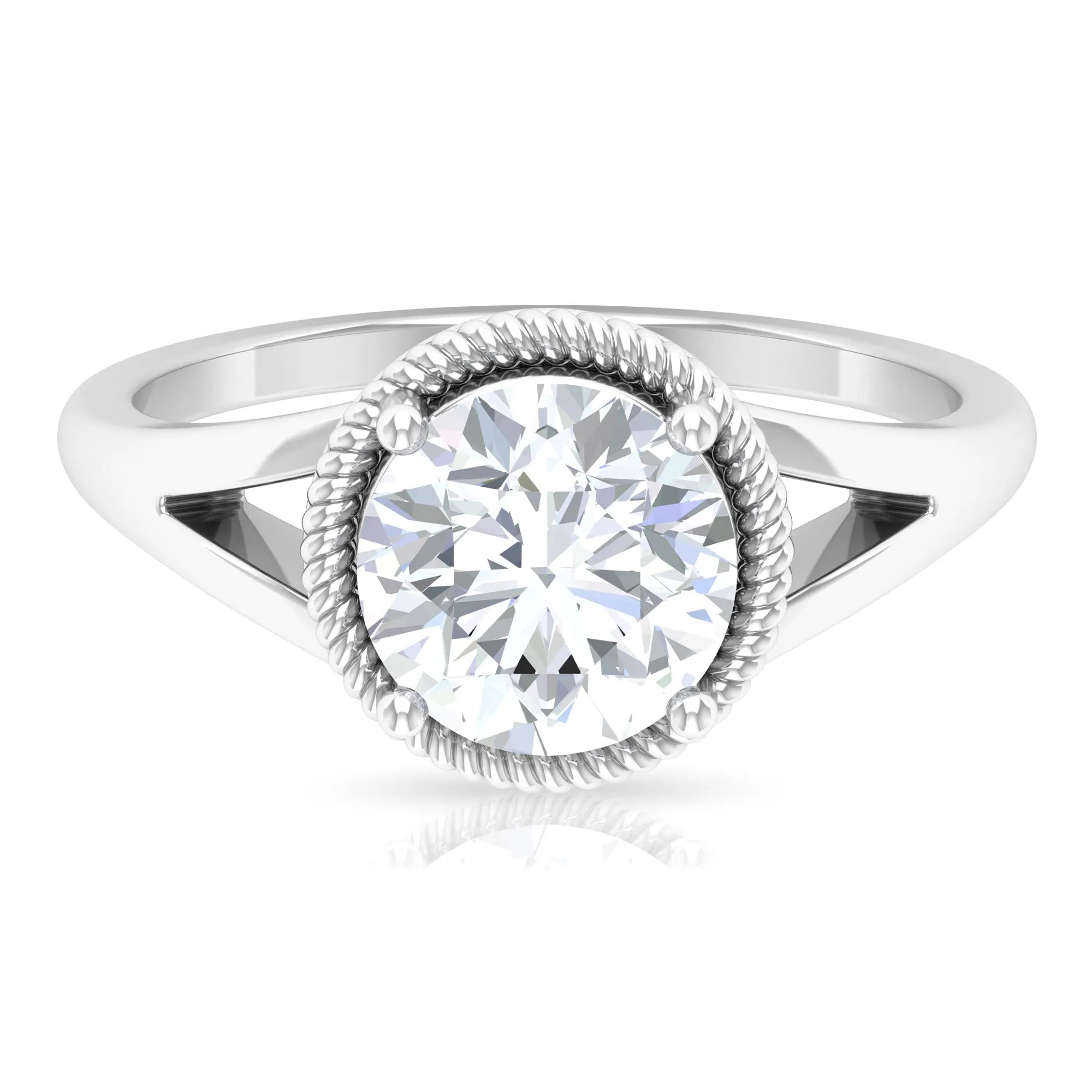 2 CT Split Shank Solitaire Moissanite Engagement Ring