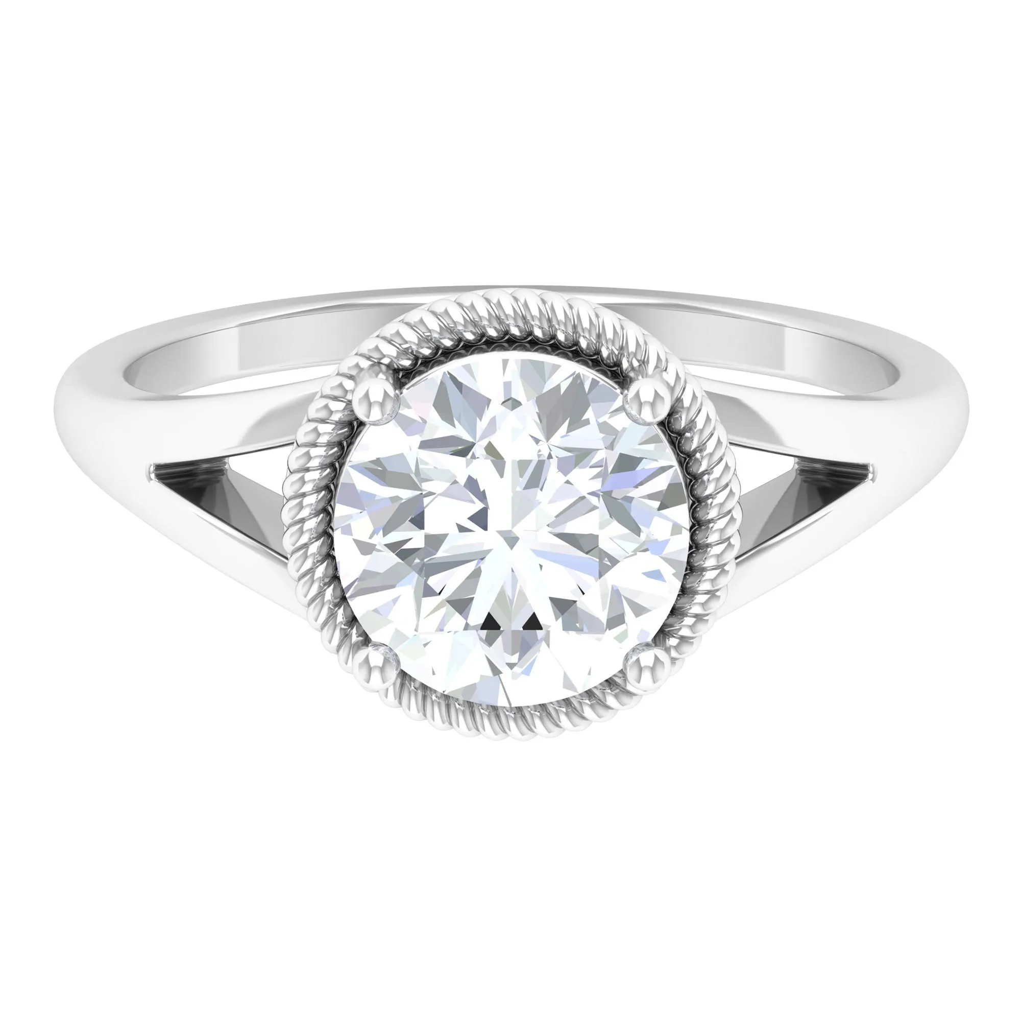 2 CT Split Shank Solitaire Moissanite Engagement Ring