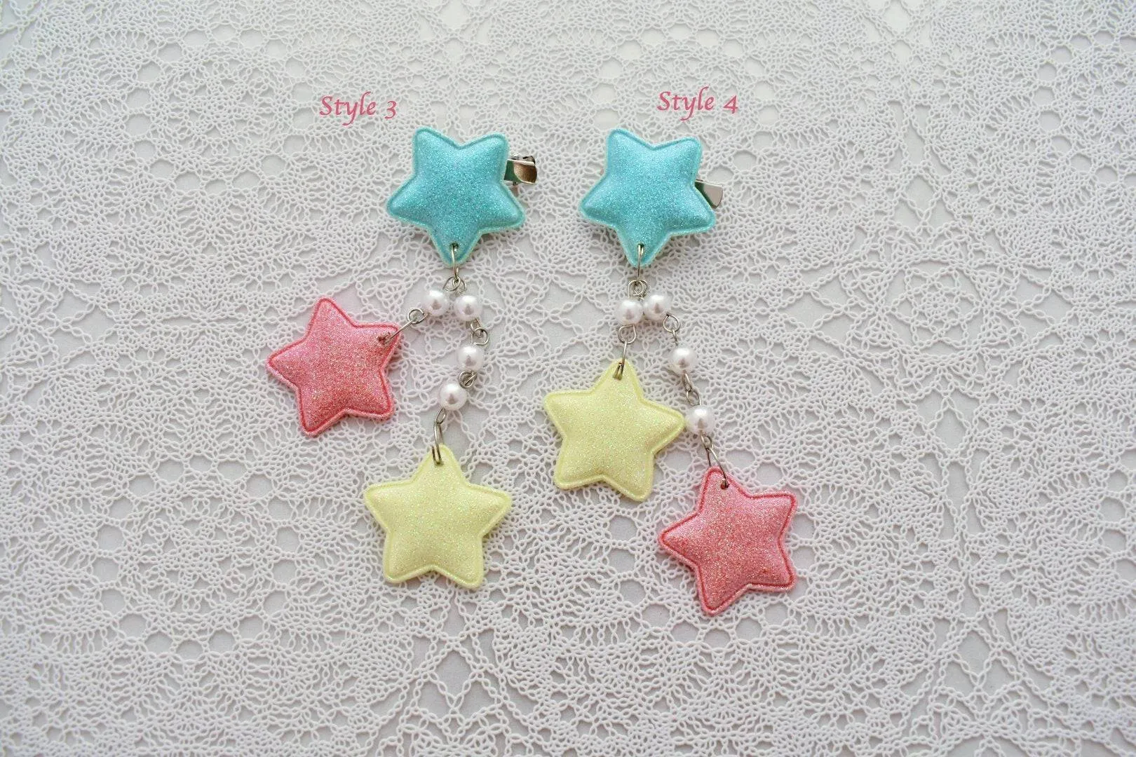 2-Way Multi Pastel Star Clips (4 colors)