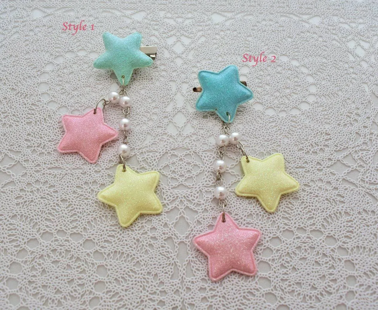 2-Way Multi Pastel Star Clips (4 colors)