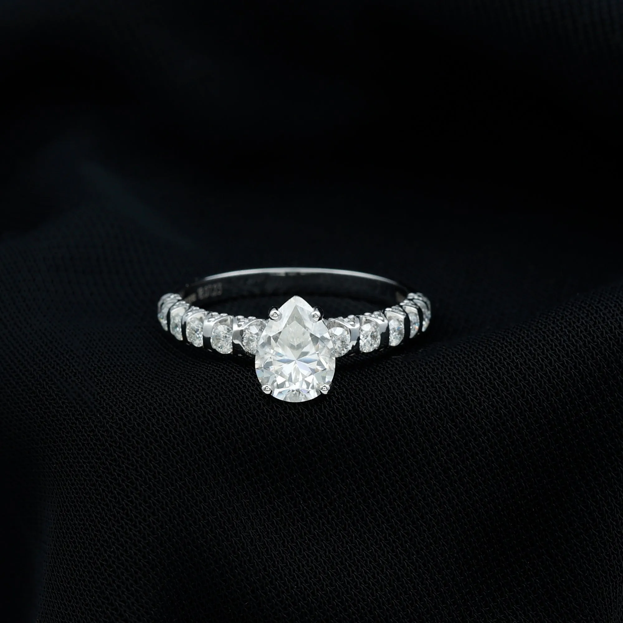 2.25 CT Pear Moissanite Solitaire Engagement Ring