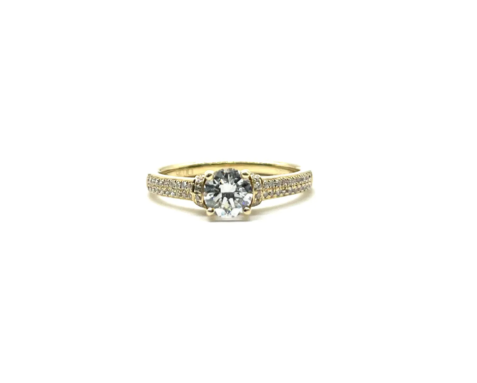 3/4ctw Diamond Engagement Ring with Double Row of Pave Diamonds