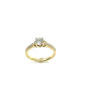 3/4ctw Diamond Engagement Ring with Double Row of Pave Diamonds