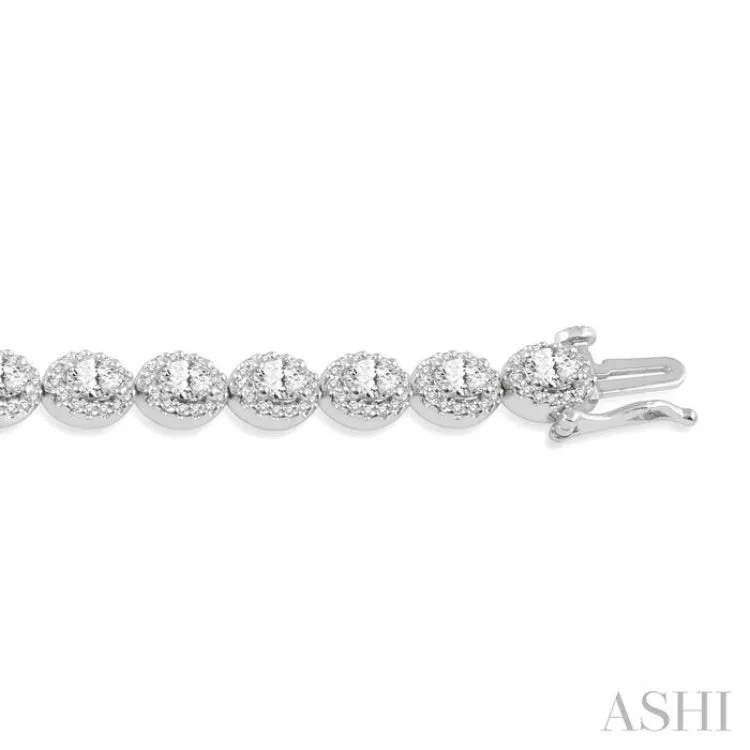 5 ctw Oval & Round Cut Diamond Halo Bracelet in 14K White Gold