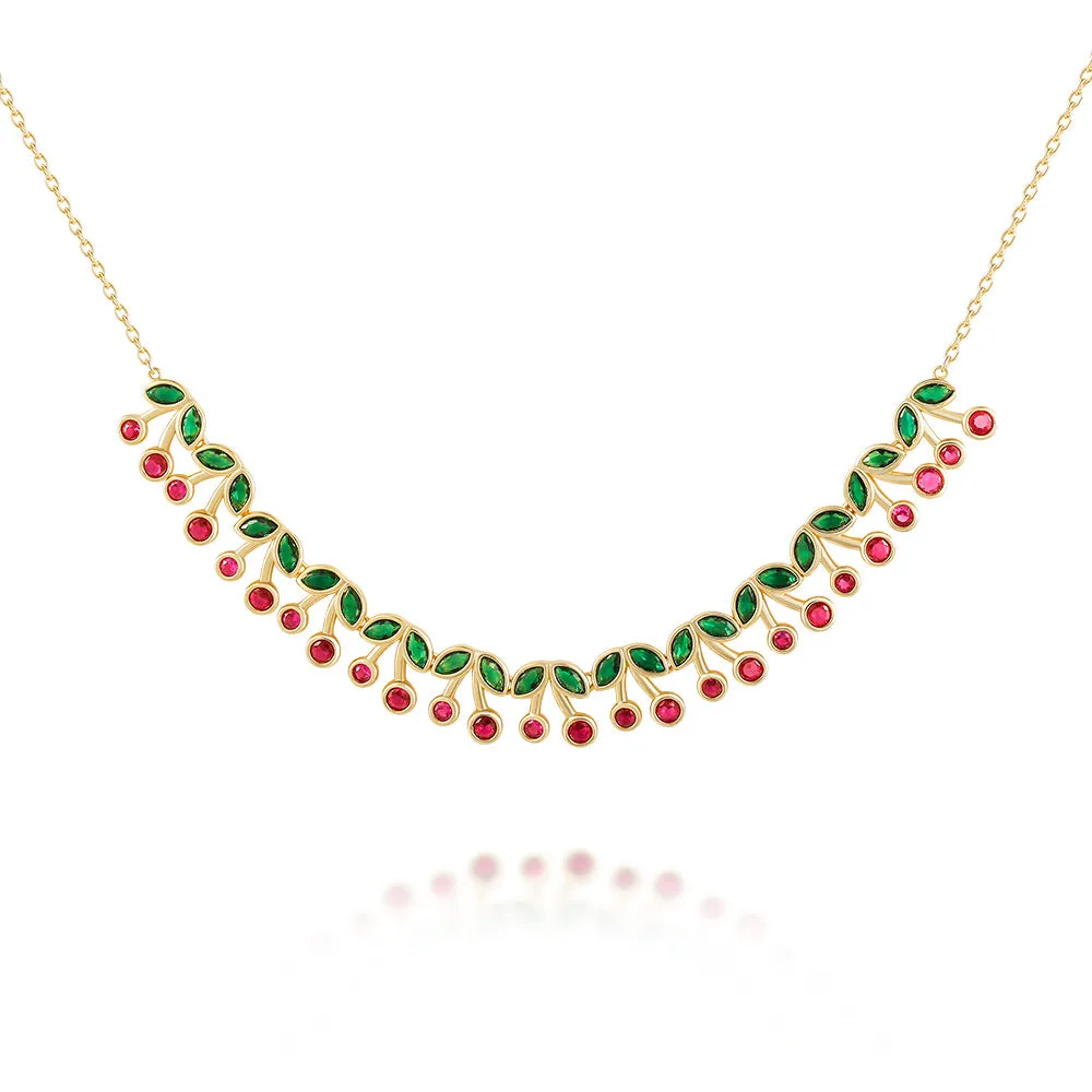 925 Silver Cherry Stacking Short Necklace