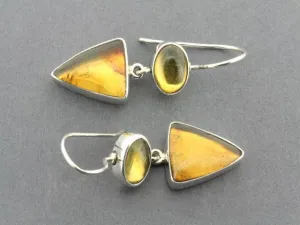 amber silver doll earring