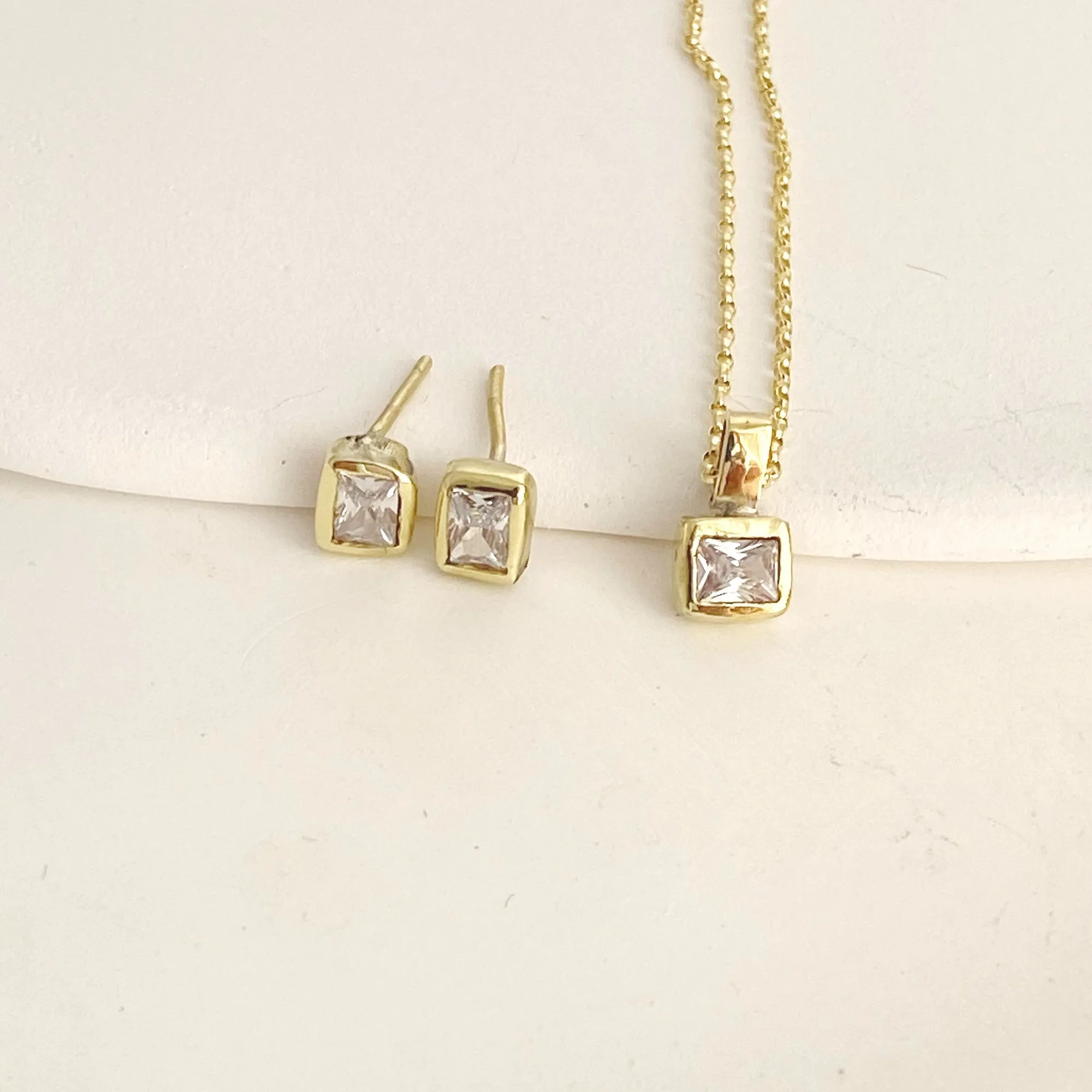 Andromeda Emerald Cut Diamond Stud Earrings