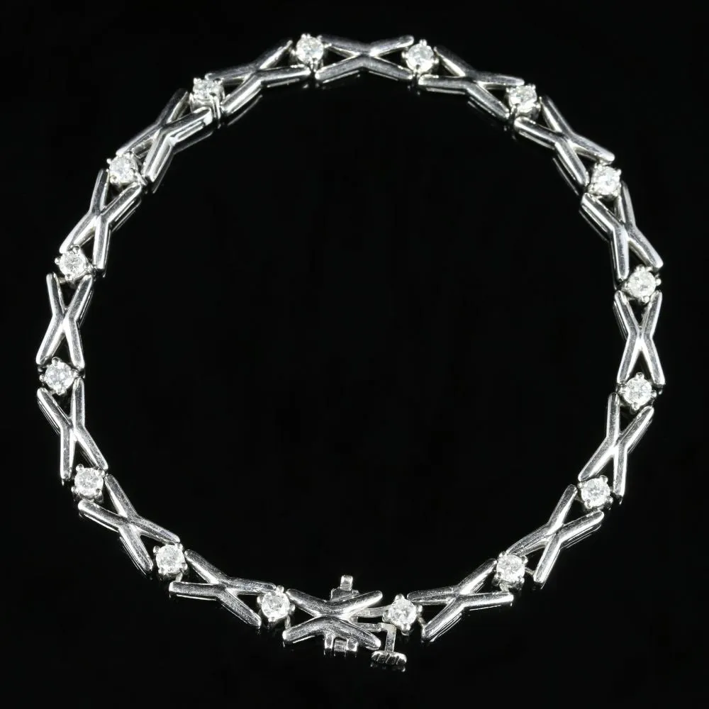 Antique Victorian Old Cut Diamond Bracelet 9ct White Gold