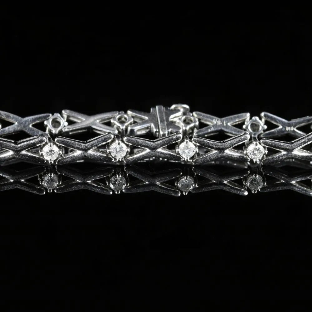 Antique Victorian Old Cut Diamond Bracelet 9ct White Gold