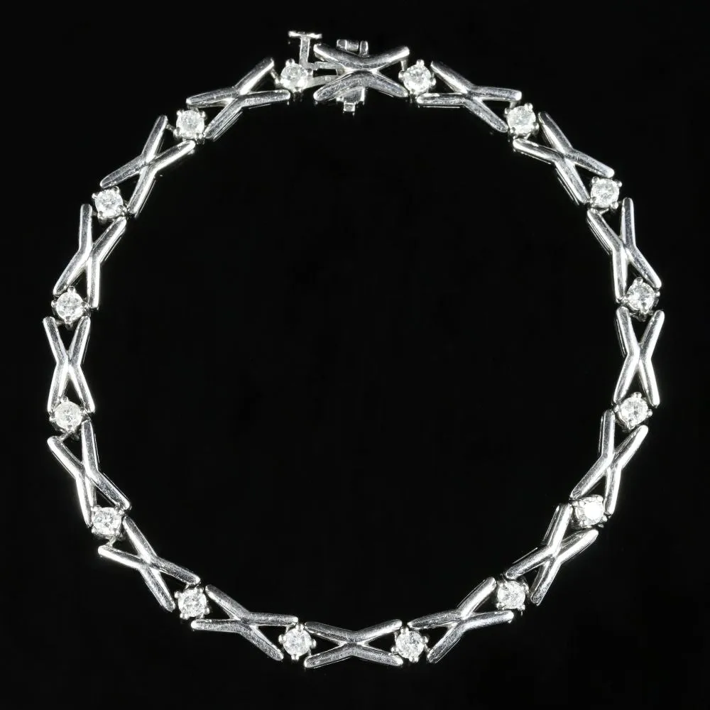 Antique Victorian Old Cut Diamond Bracelet 9ct White Gold