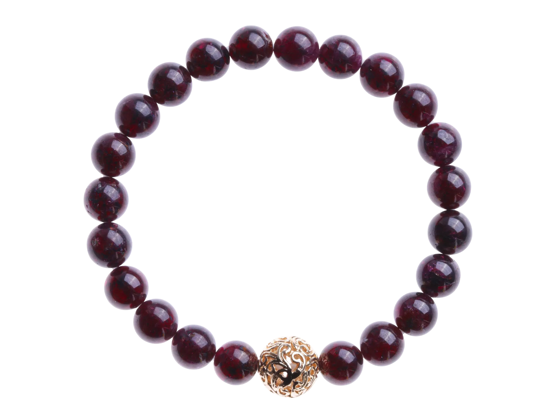 Auspicious Beaded Garnet Bracelet 8mm