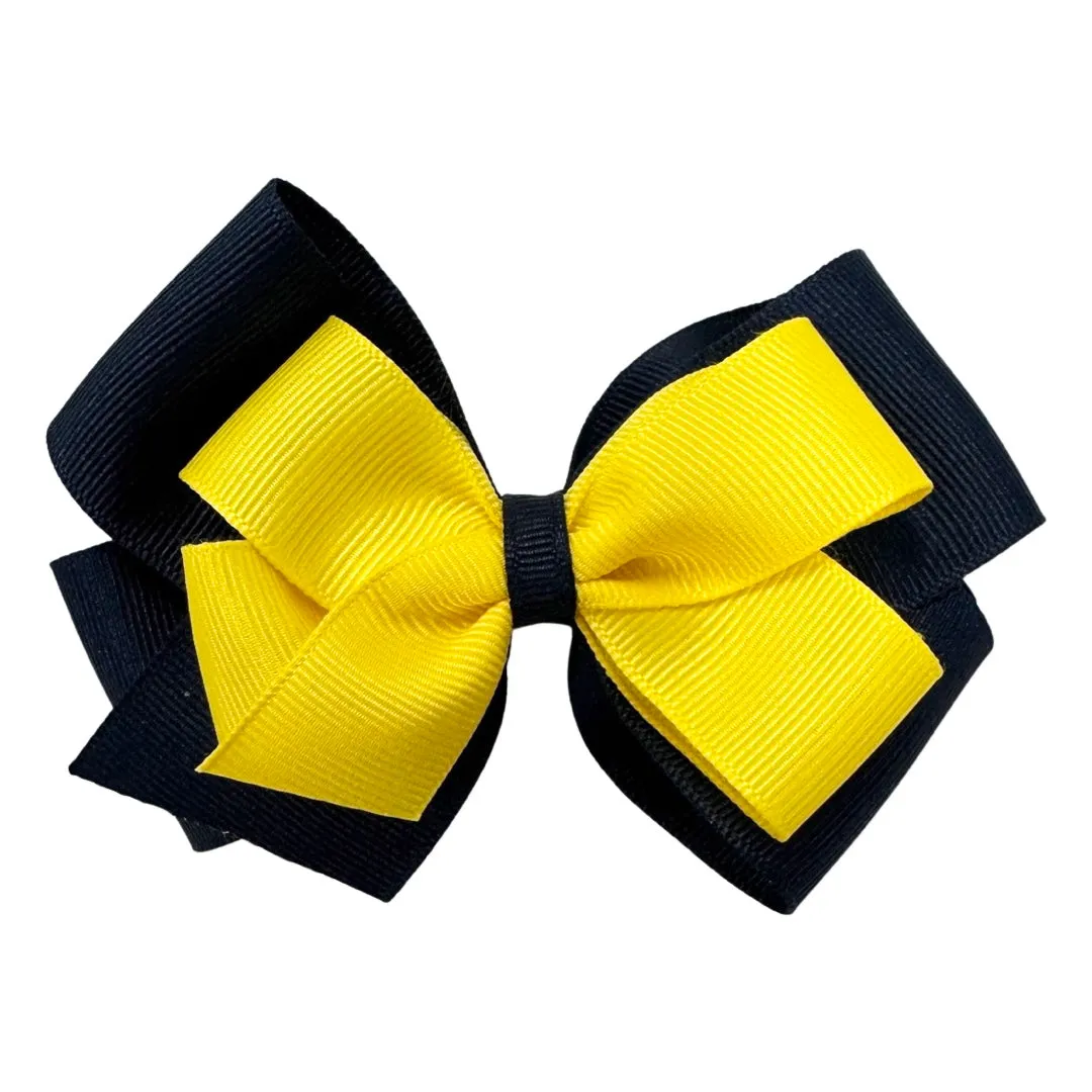 Basically Bows & Bowties Medium 2 Layer Grosgrain Hair Bow on French Barrette