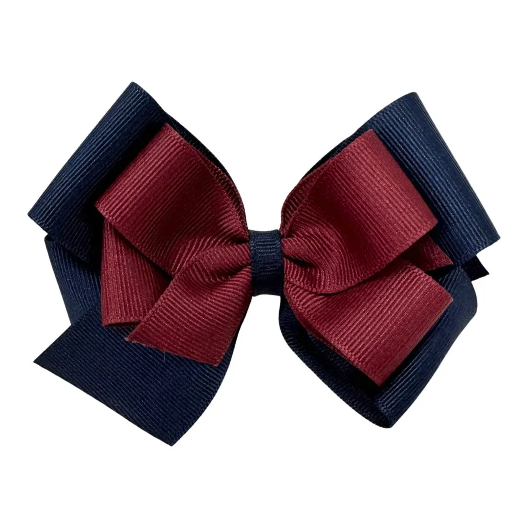 Basically Bows & Bowties Medium 2 Layer Grosgrain Hair Bow on French Barrette