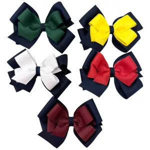 Basically Bows & Bowties Medium 2 Layer Grosgrain Hair Bow on French Barrette