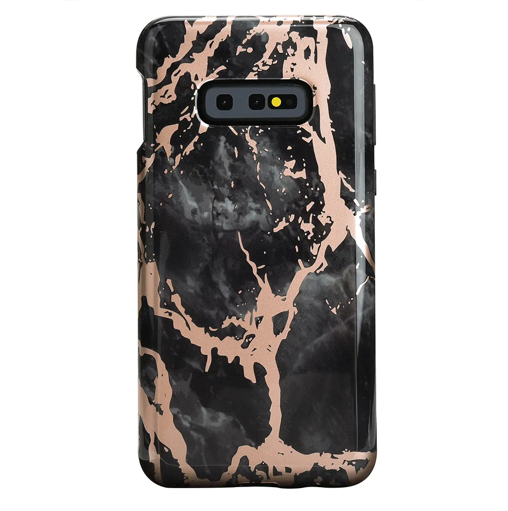 Black Marble Rose Gold Chrome Samsung Galaxy Case