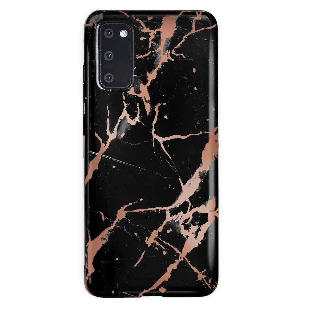 Black Marble Rose Gold Chrome Samsung Galaxy Case