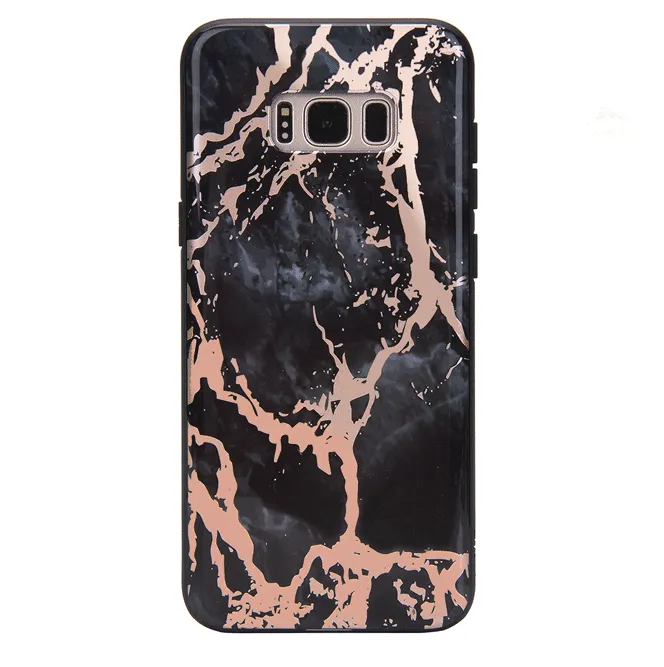 Black Marble Rose Gold Chrome Samsung Galaxy Case