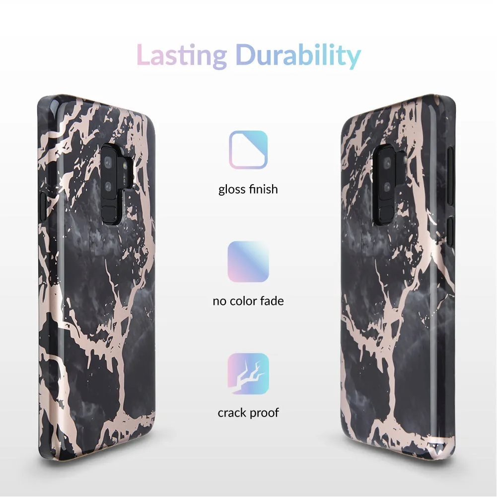 Black Marble Rose Gold Chrome Samsung Galaxy Case