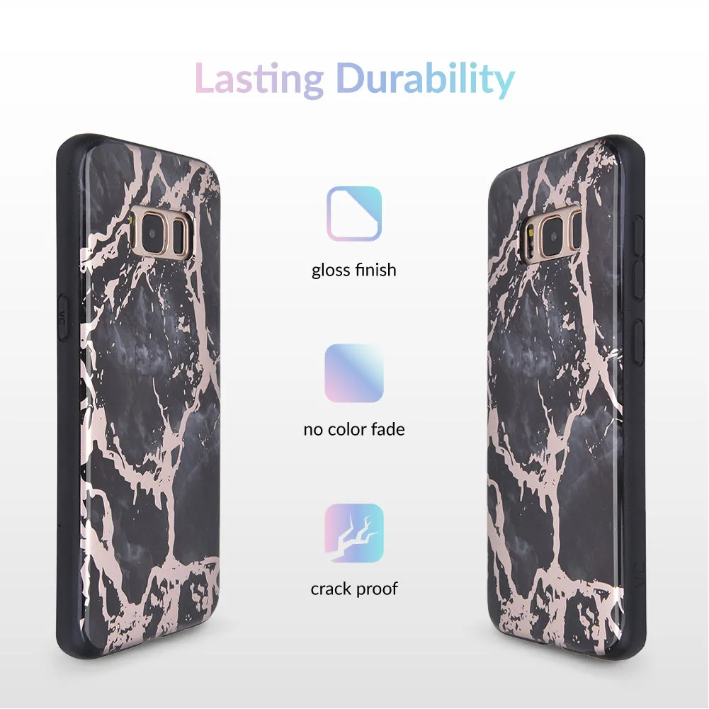 Black Marble Rose Gold Chrome Samsung Galaxy Case