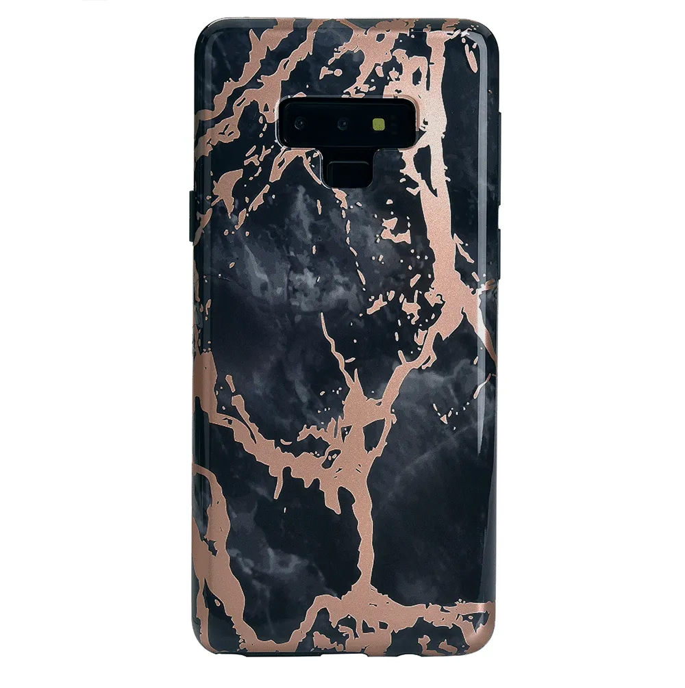 Black Marble Rose Gold Chrome Samsung Galaxy Case