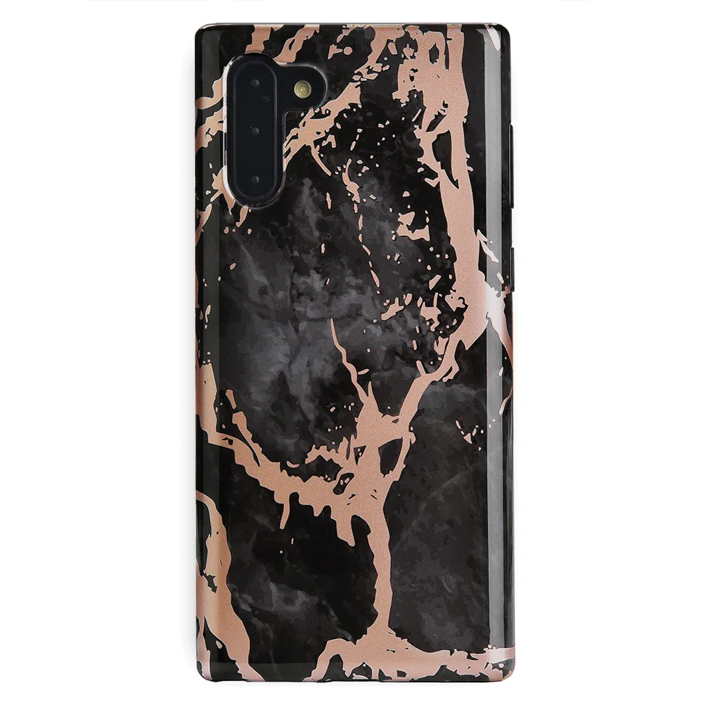 Black Marble Rose Gold Chrome Samsung Galaxy Case