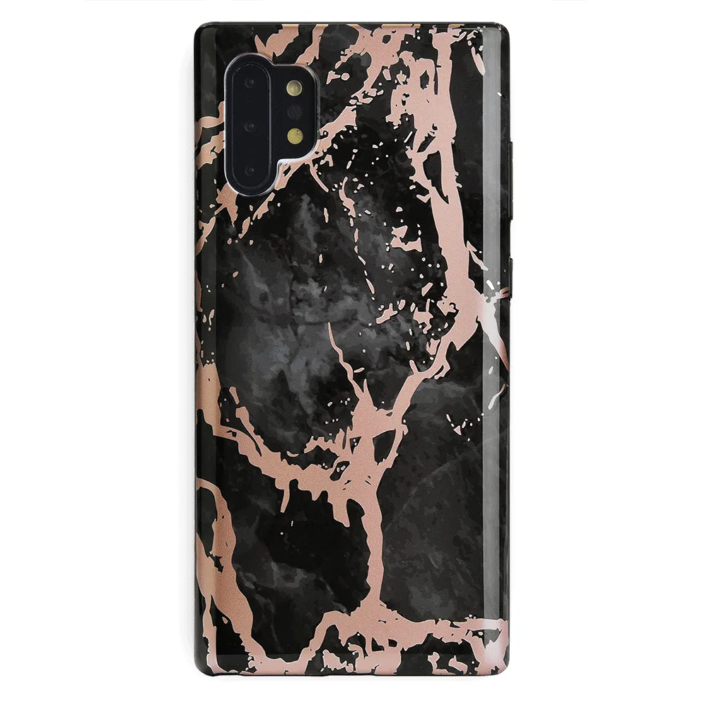 Black Marble Rose Gold Chrome Samsung Galaxy Case