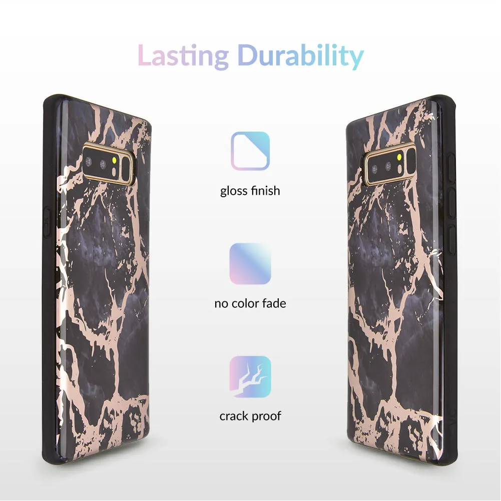 Black Marble Rose Gold Chrome Samsung Galaxy Case