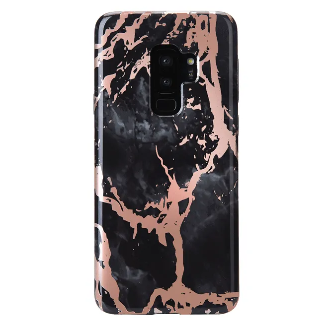 Black Marble Rose Gold Chrome Samsung Galaxy Case