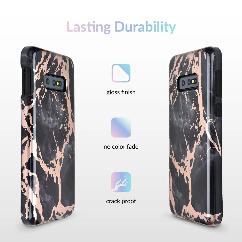 Black Marble Rose Gold Chrome Samsung Galaxy Case