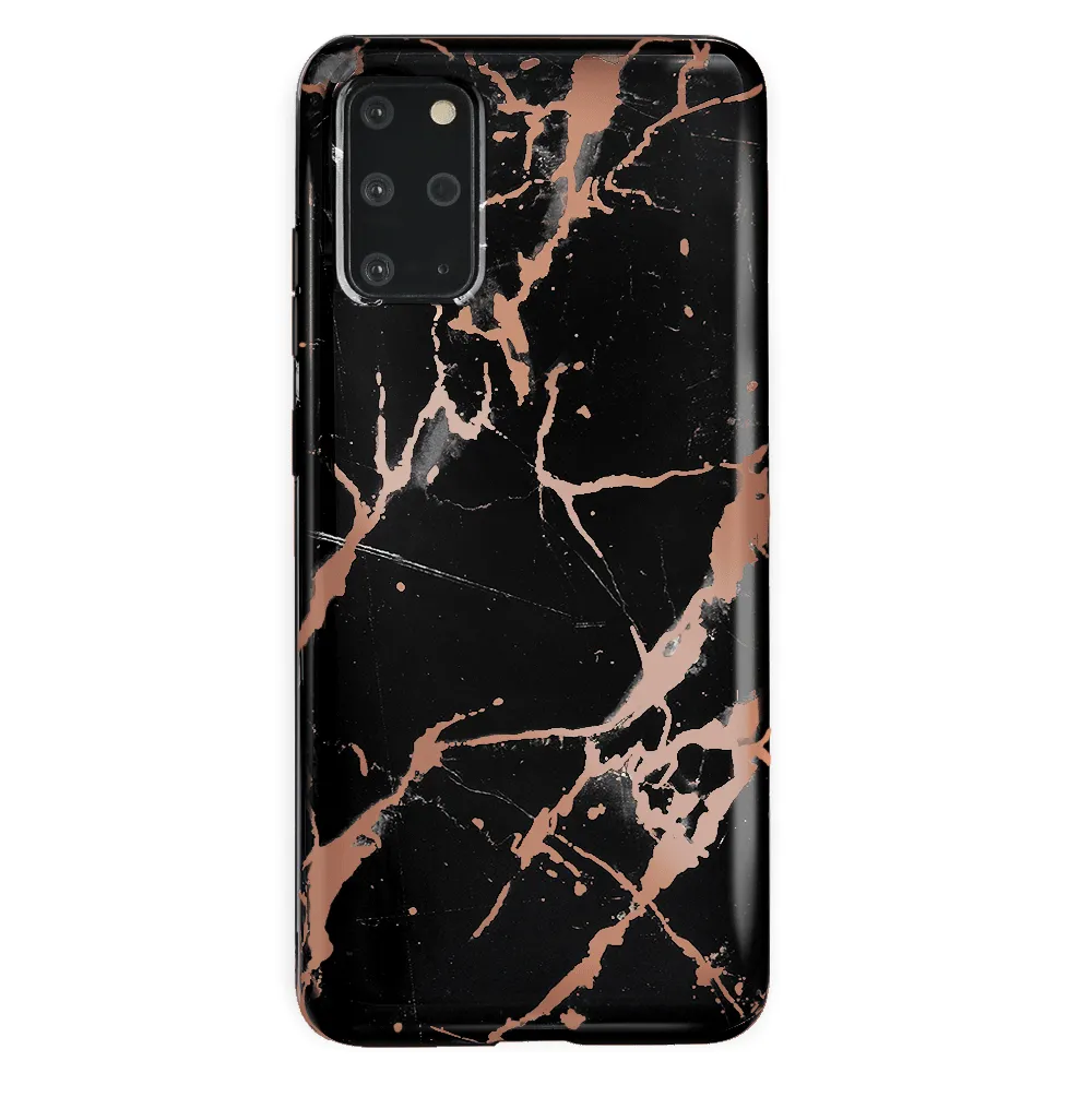 Black Marble Rose Gold Chrome Samsung Galaxy Case