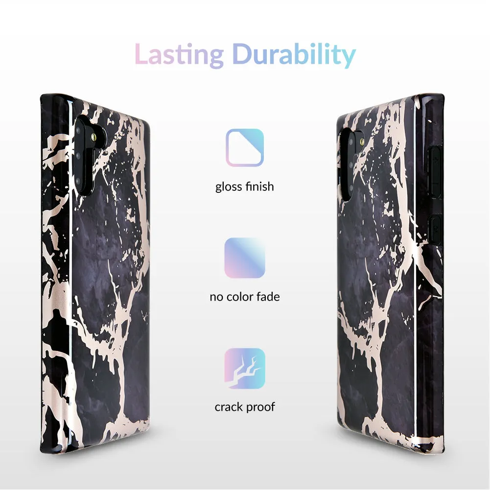 Black Marble Rose Gold Chrome Samsung Galaxy Case