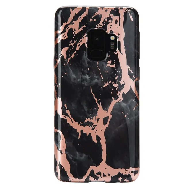 Black Marble Rose Gold Chrome Samsung Galaxy Case