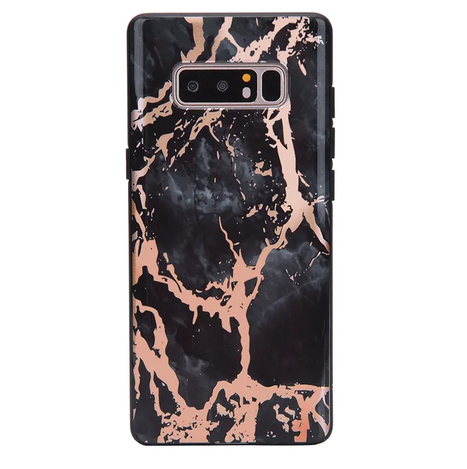 Black Marble Rose Gold Chrome Samsung Galaxy Case