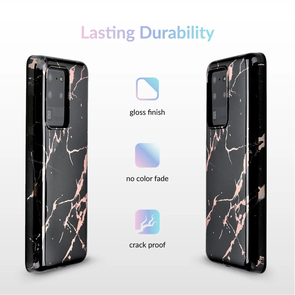 Black Marble Rose Gold Chrome Samsung Galaxy Case