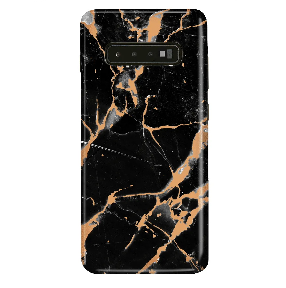 Black Marble Rose Gold Chrome Samsung Galaxy Case