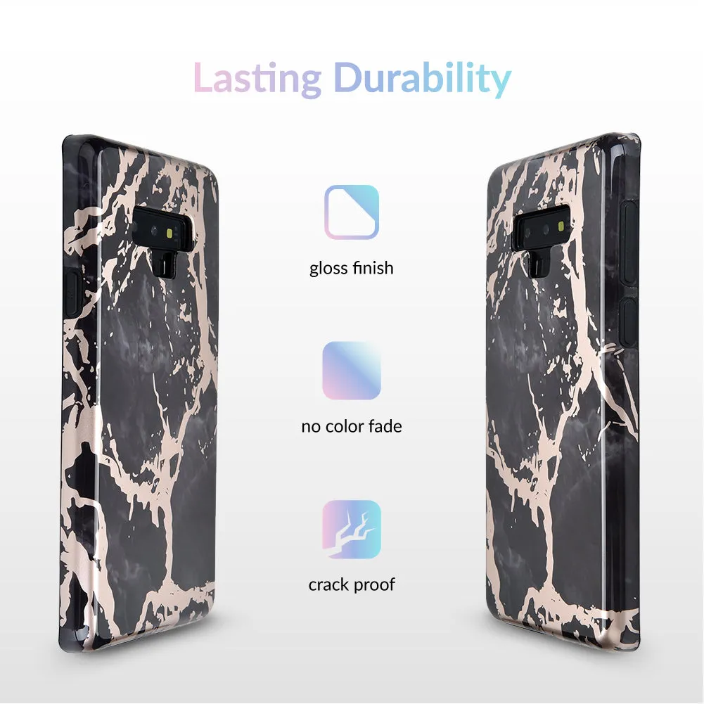 Black Marble Rose Gold Chrome Samsung Galaxy Case