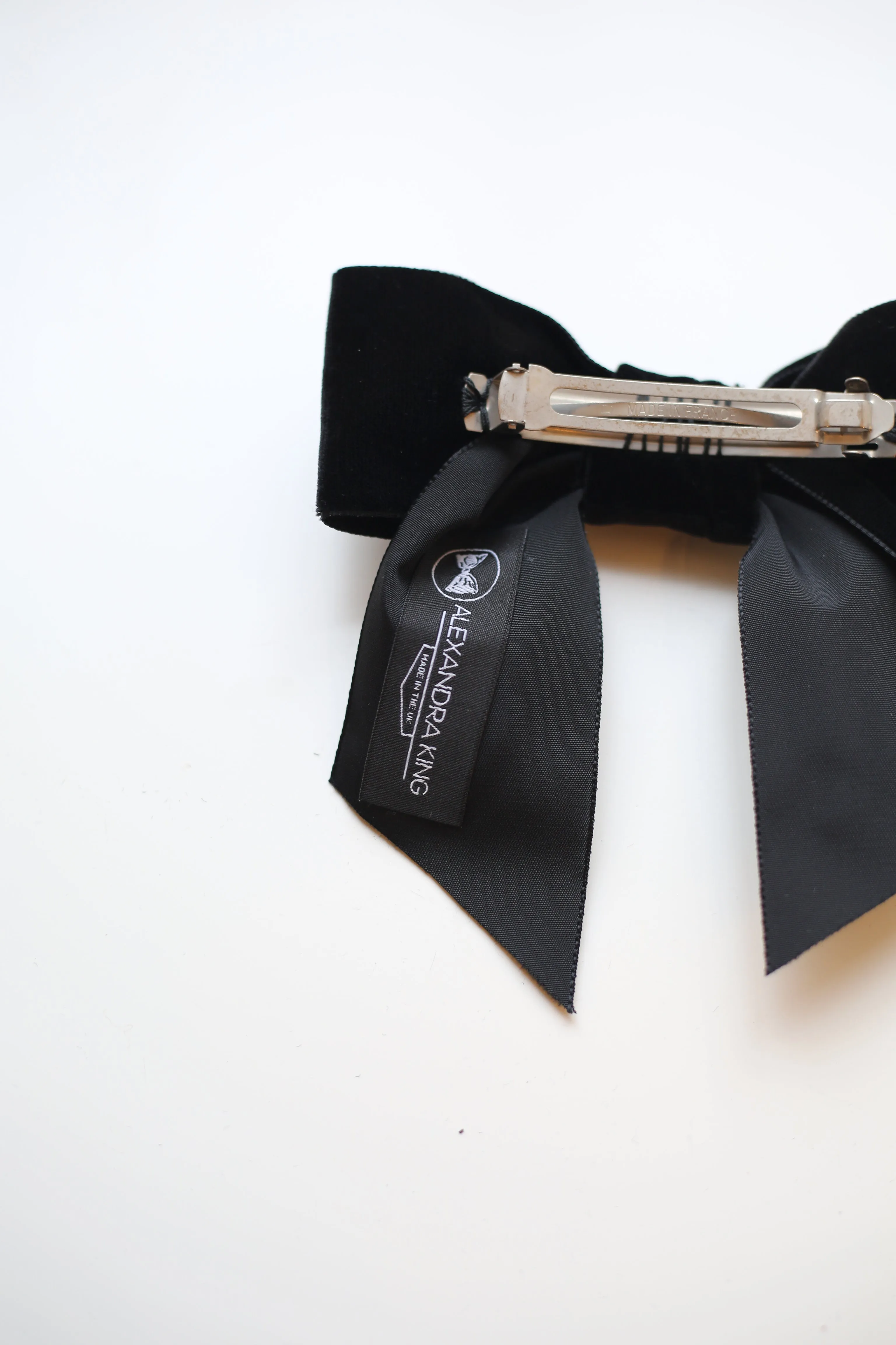 Black Velvet Hair Bow Barrette