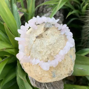 Bracelet en quartz rose pierre naturelle, bracelet baroque, amour et romantisme