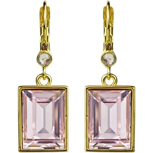 Brilliant Emerald Cut Leverback Earrings (Goldtone/Pixie Pink)