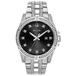 Bulova  Box Set Bul Crystal Mens Stainless Steel