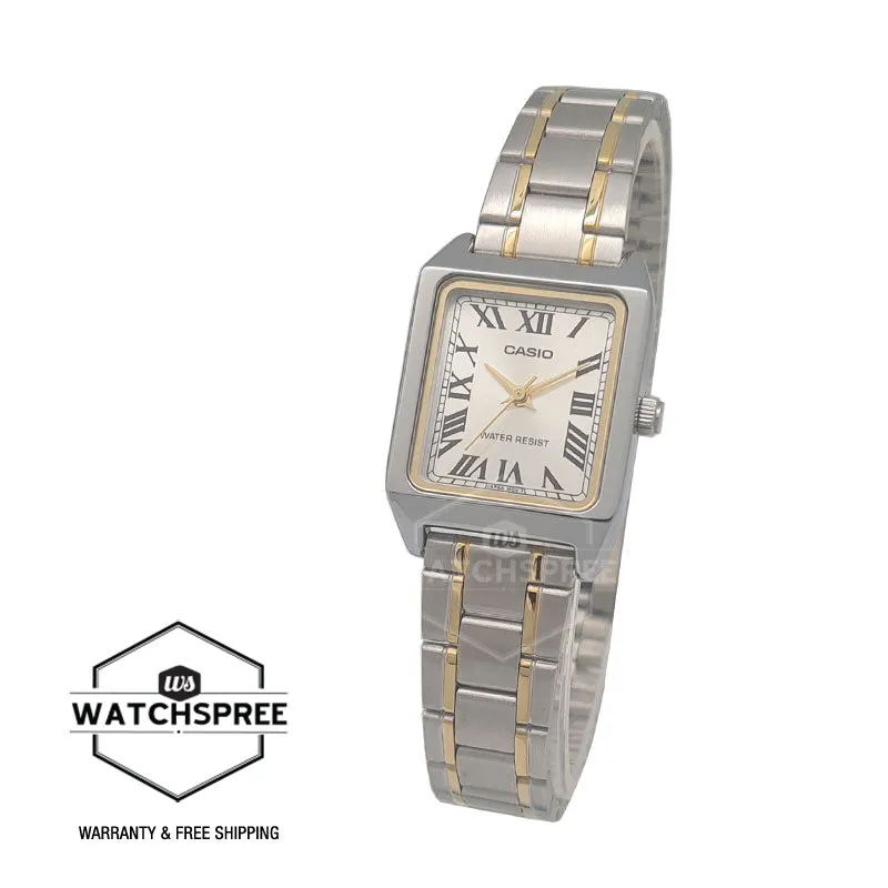 Casio Ladies' Standard Analog Two-Tone Stainless Steel Band Watch LTPV007SG-9B LTP-V007SG-9B