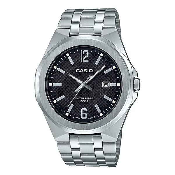 Casio Men's Analog Silver Stainless Steel Band Watch MTPE158D-1A MTP-E158D-1A