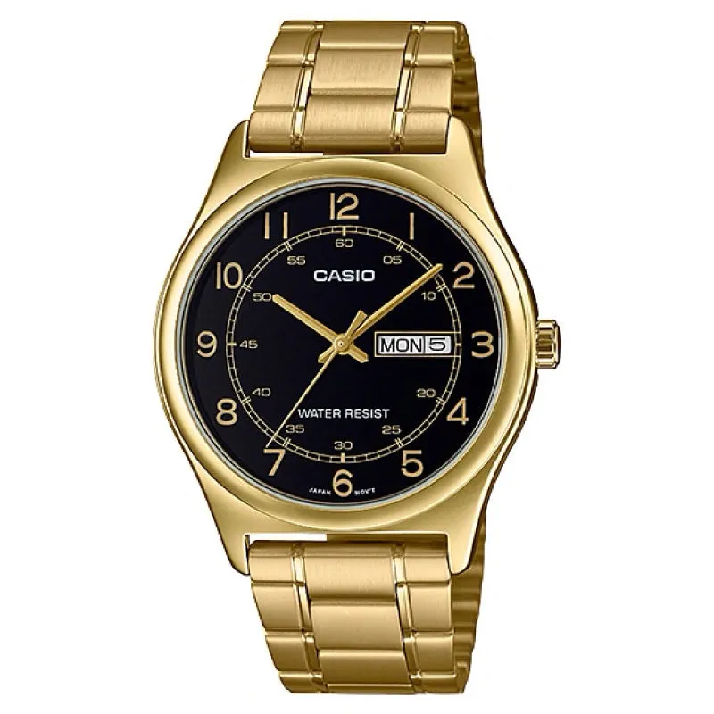 Casio Men's Standard Analog Gold Ion Plated Stainless Steel Band Watch MTPV006G-1B MTP-V006G-1B