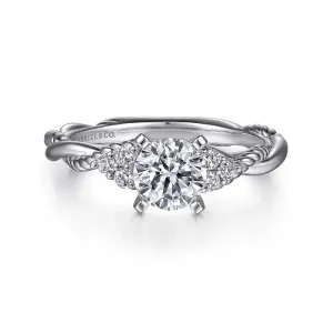 Catalina - 14K White Gold Round Twisted Diamond Engagement Ring