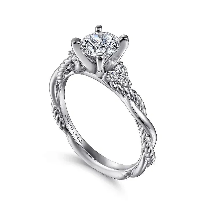 Catalina - 14K White Gold Round Twisted Diamond Engagement Ring